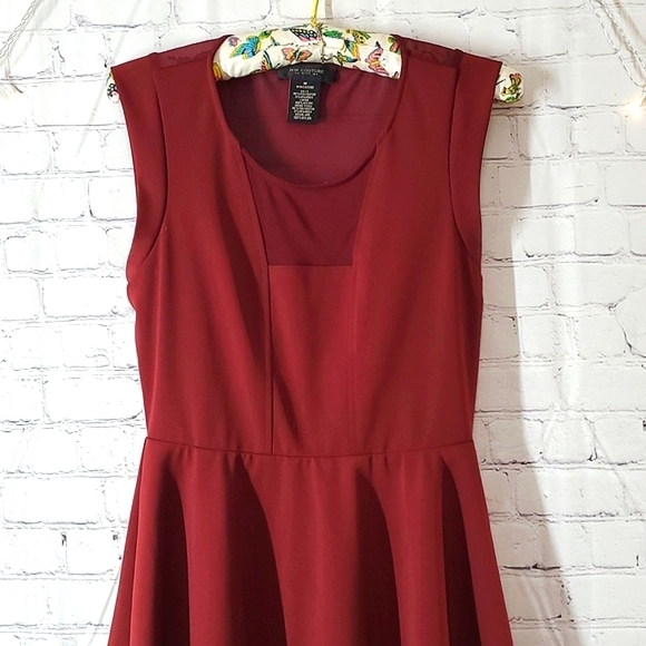 MM Couture Miss Me Merlot Wine Cranberry Sleeveless Sheer Back Midi Dress Size M - Picture 5 of 13